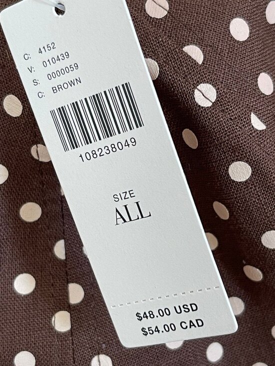 ANTHROPOLOGIE Brown & White Polka Dot Baseball Cap with Back Bow: NWT! One Size